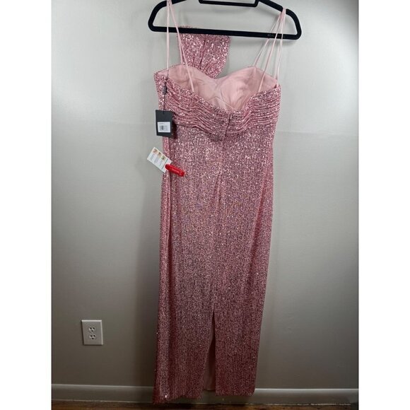 Mac Duggal Sequined Bow Column Raspberry Evening Gown Pink Size 10 NWT 11284 - Picture 6 of 6